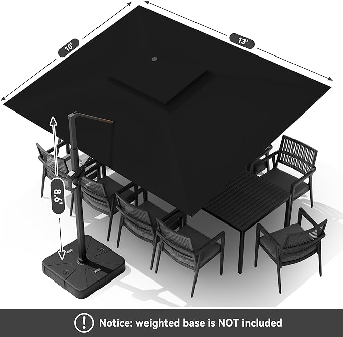 10 X 13 FT Cantilever Outdoor Patio Umbrella - Image 9