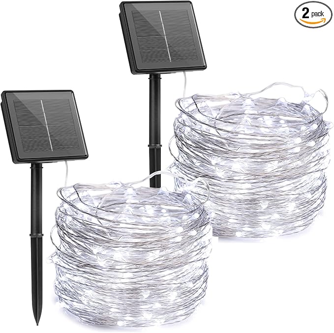 Brightown Outdoor Solar String Lights, 2 Pack 33 Feet 100 Led Solar Powered by Brightown