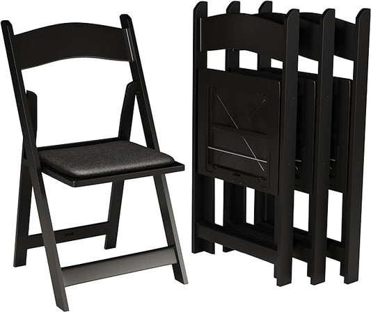 100 Black Resin Stackable Folding Chair by Simplex