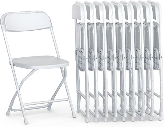 10 Pack Foldable Plastic Chair | Folding & Stackable | 350 lbs Capacity Steel by OurModernSpace