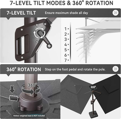 10 X 13 FT Cantilever Outdoor Patio Umbrella - Image 4