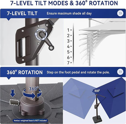 10 X 13 FT Cantilever Outdoor Patio Umbrella - Image 5