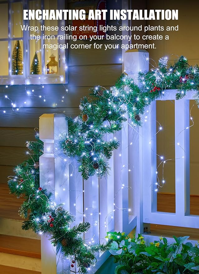 Brightown Outdoor Solar String Lights, 2 Pack 33 Feet 100 Led Solar Powered - Image 4