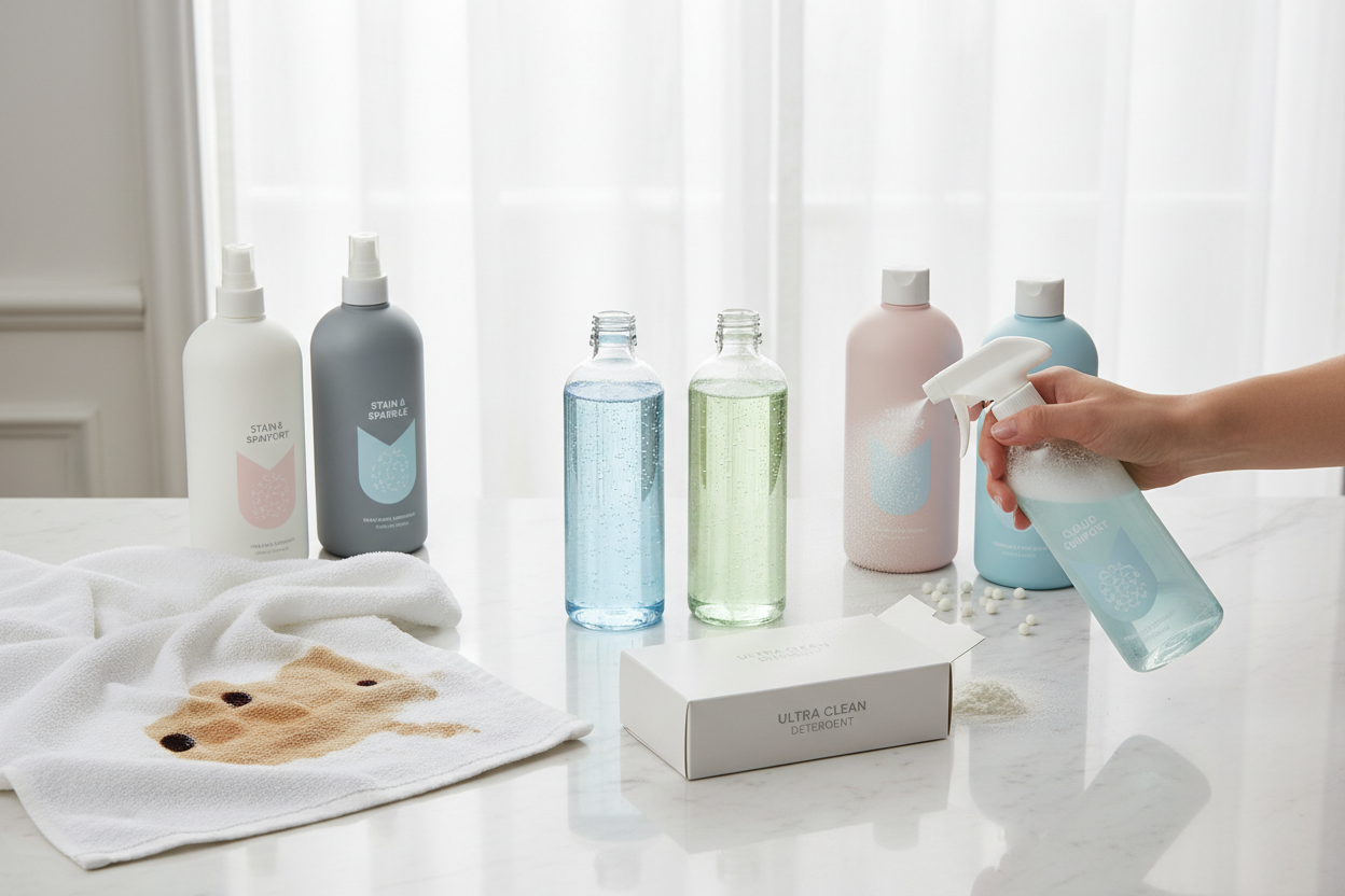 Laundry Essentials

Detergents & Powders: Tough on stains, gentle on fabrics.

Fabric Softeners & Conditioners: Keep clothes soft, fresh, and long-lasting.

Stain Removers & Boosters: Quickly remove coffee, wine, grease, and more. (make it real photo)